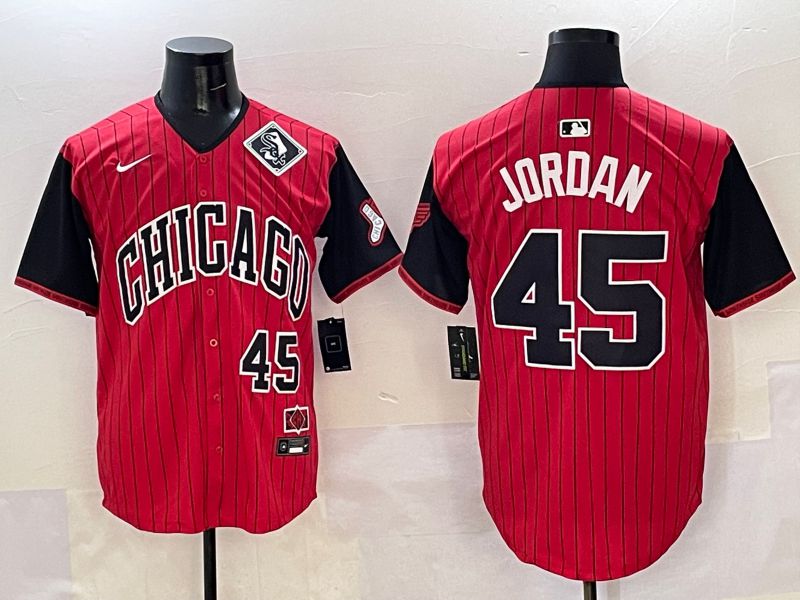Men Chicago White Sox 45 Jordan Red Stripe Joint Name 2025 Nike MLB Jersey style 11